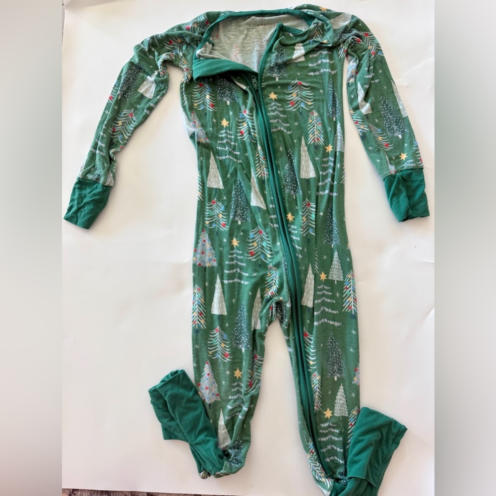 Little Sleepies Green Twinkling Trees Zippy Pajama 3T Good Condition